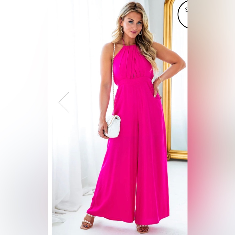 CATER TO YOU PINK HALTER JUMPSUIT Brand New NEVER WORN